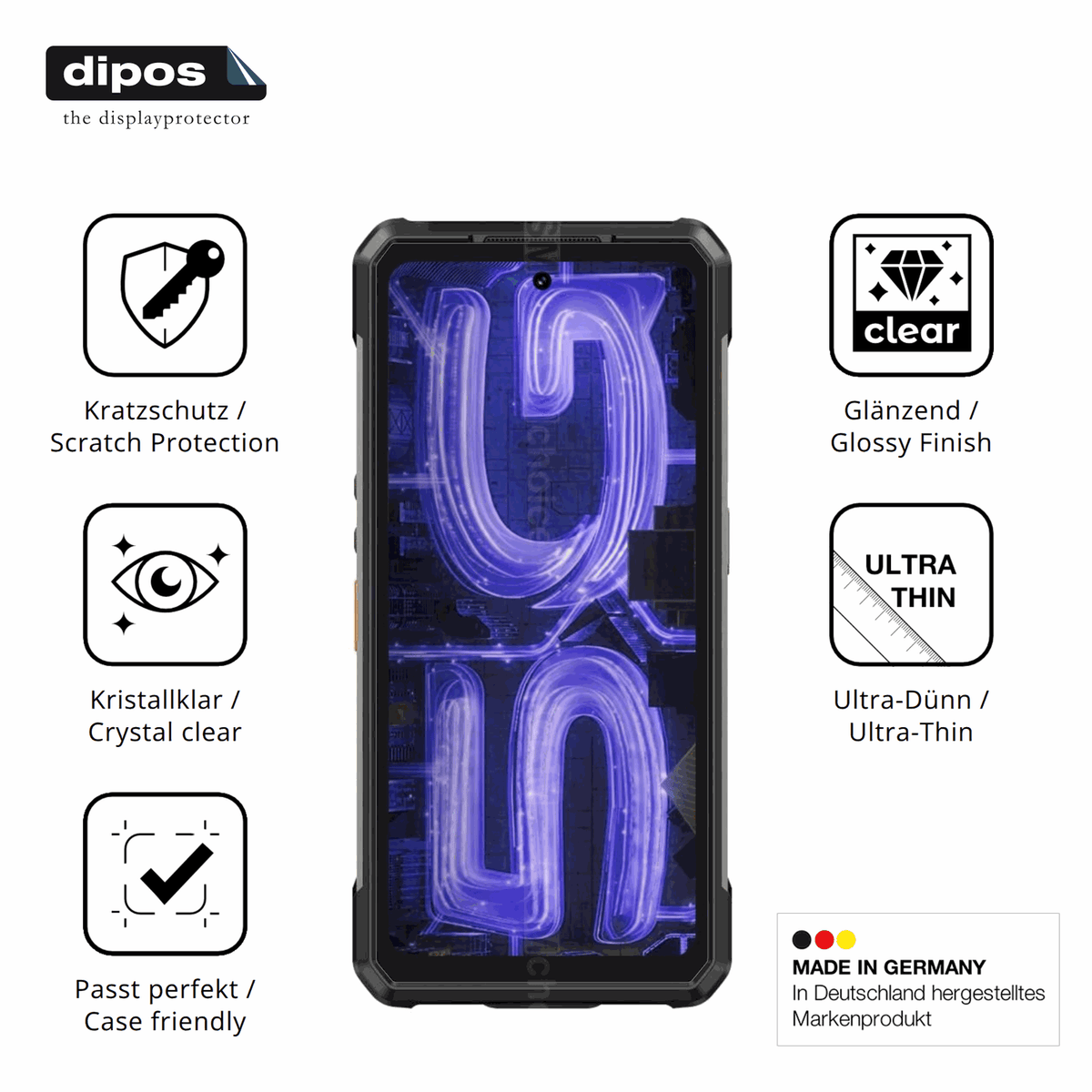 4x Schutzfolie klar für Ulefone Armor 34 Pro+ Display-Schutzfolie