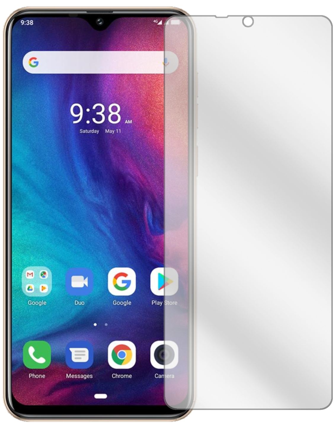 UlefoneNote 7P mit aufgebrachter dipos Displayschutzfolie, glasklare Darstellung ohne Einschränkungen