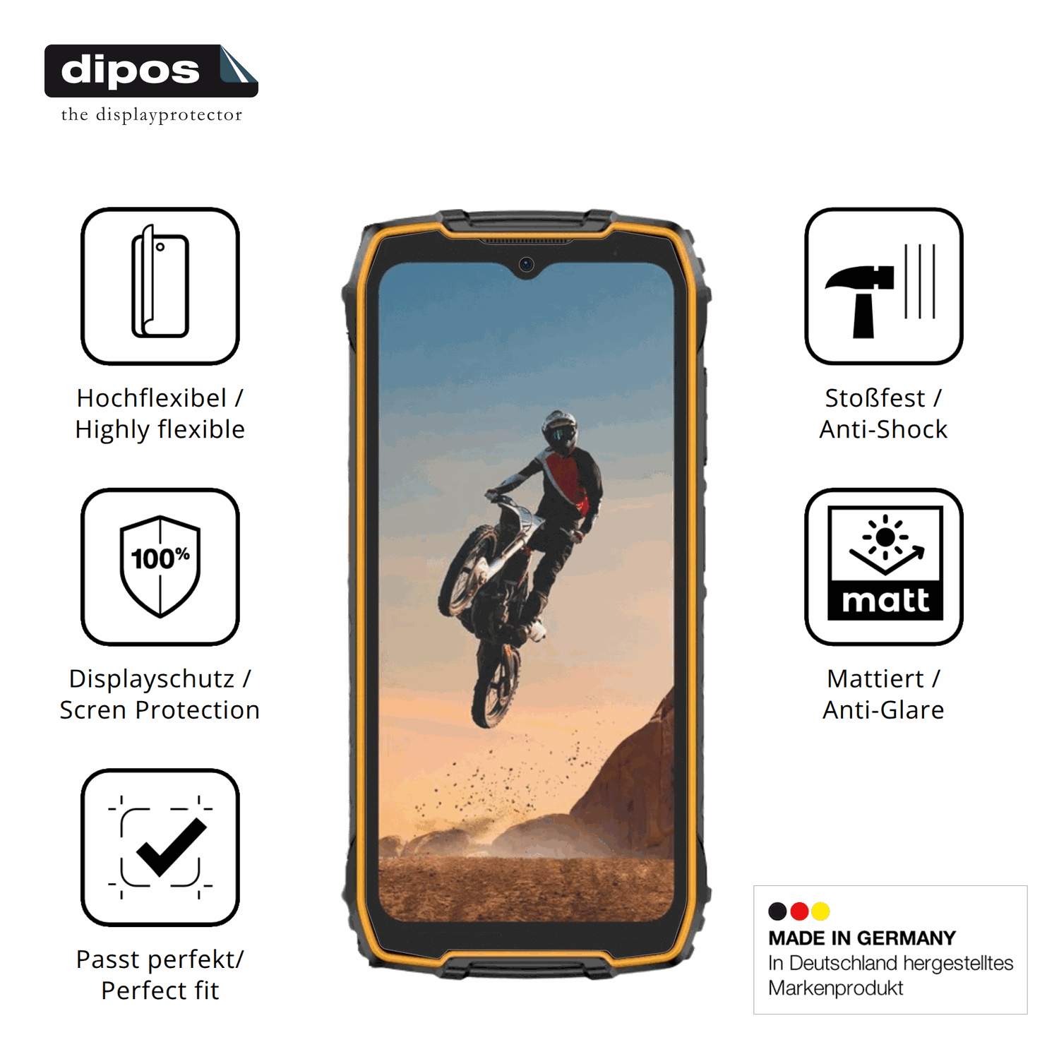 Displayschutz hergestellt in Deutschland, höchste Qualität made in Germany