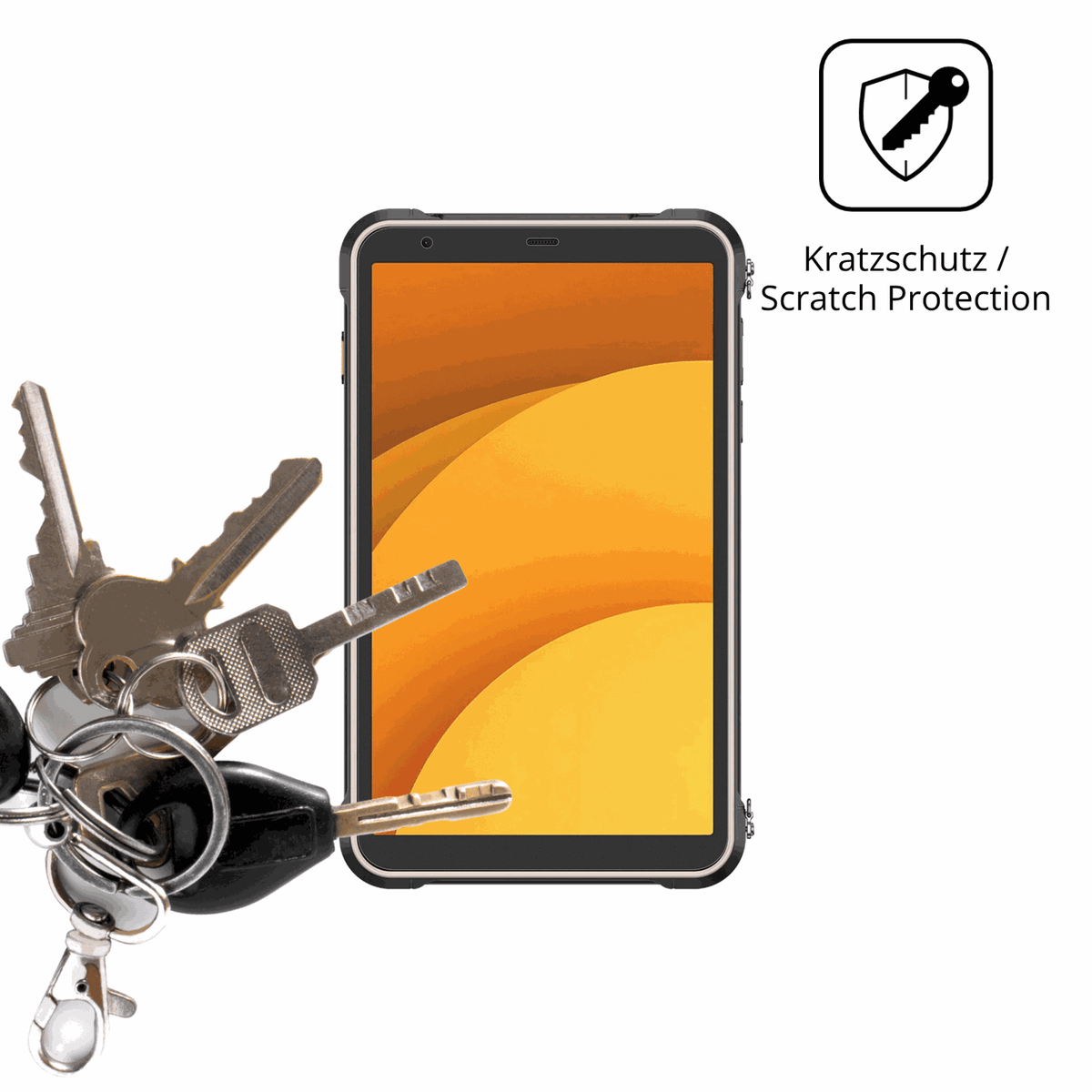 Schutz gegen Kratzer auf dem Ulefone RugKing Pad Pro Glas durch Schlüssel oder Ähnliches