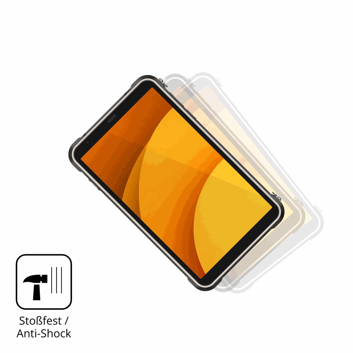 Schutz gegen Kratzer auf dem Ulefone RugKing Pad Pro Glas durch Schlüssel, Stöße gegen die Tischkante oder Stürze