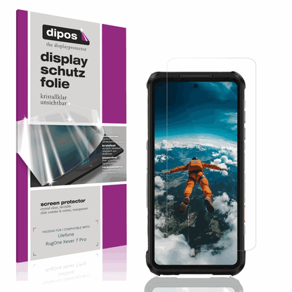 Klare Displayschutzfolie von dipos passend für Ulefone RugOne Xever 7 Pro, präziser Zuschnitt und blasenfrei montiert