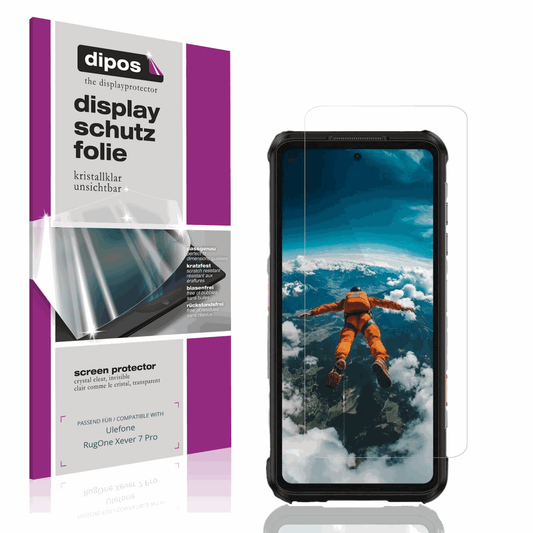 Klare Displayschutzfolie von dipos passend für Ulefone RugOne Xever 7 Pro, präziser Zuschnitt und blasenfrei montiert