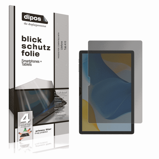 Blickschutzfolie von dipos passend für ulefonetab a10, präziser Zuschnitt und blasenfrei montiert