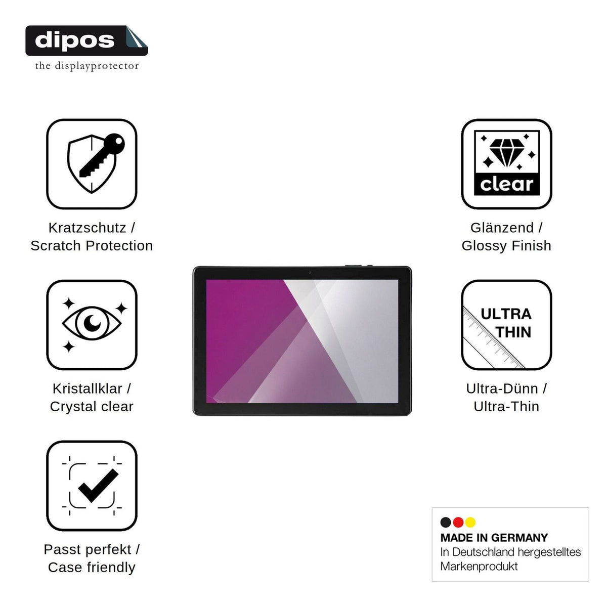 2x Schutzfolie klar für AWOW Tablet 10.1 Display-Schutzfolie