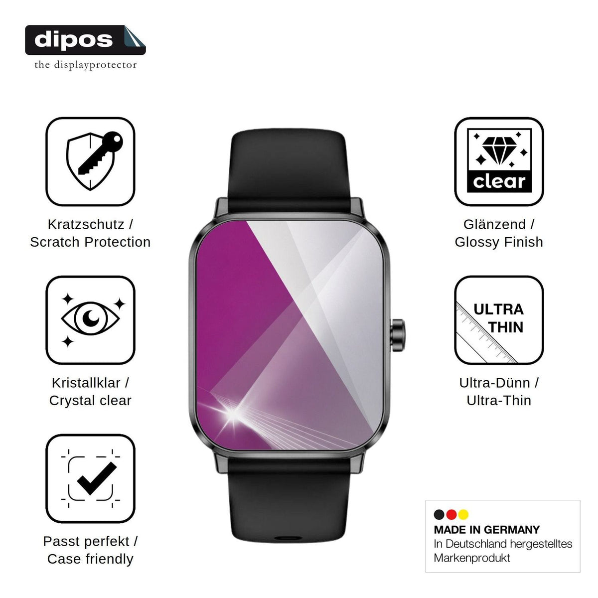 6x Schutzfolie klar für Beafon Smartwatch 103 Display-Schutzfolie