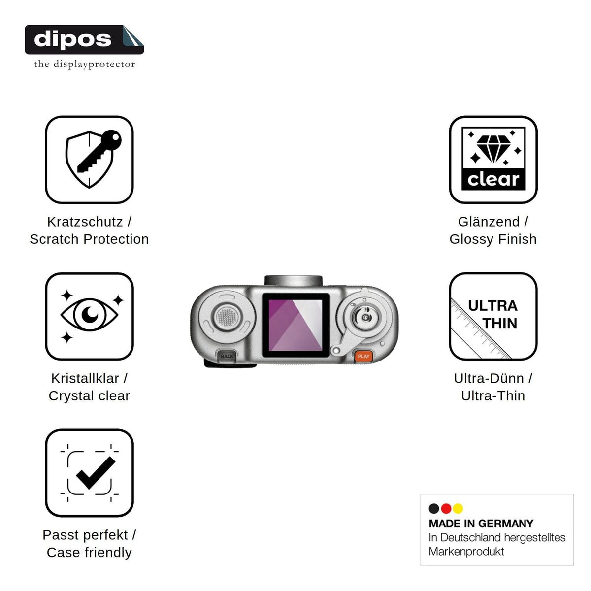 4x Schutzfolie klar für Fujifilm instax Pal 2 Display-Schutzfolie