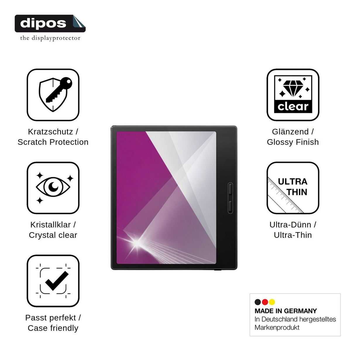 2x Schutzfolie klar für Onyx Boox Go 7 Tappy Display-Schutzfolie
