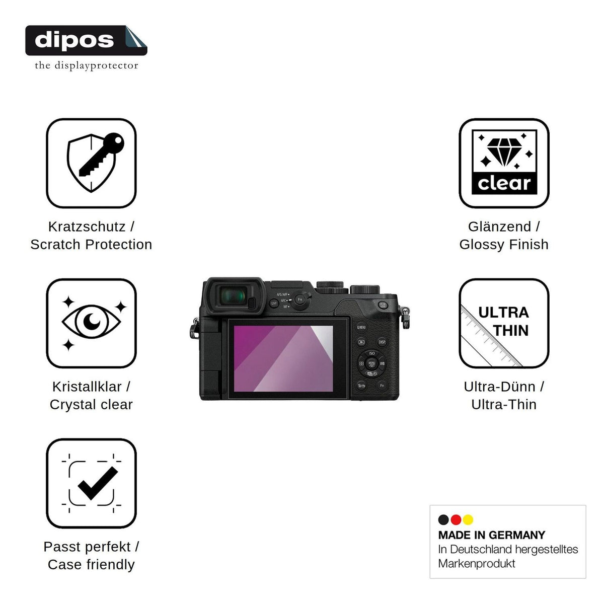 4x Schutzfolie klar für Panasonic Lumix DMC-GX8 Display-Schutzfolie