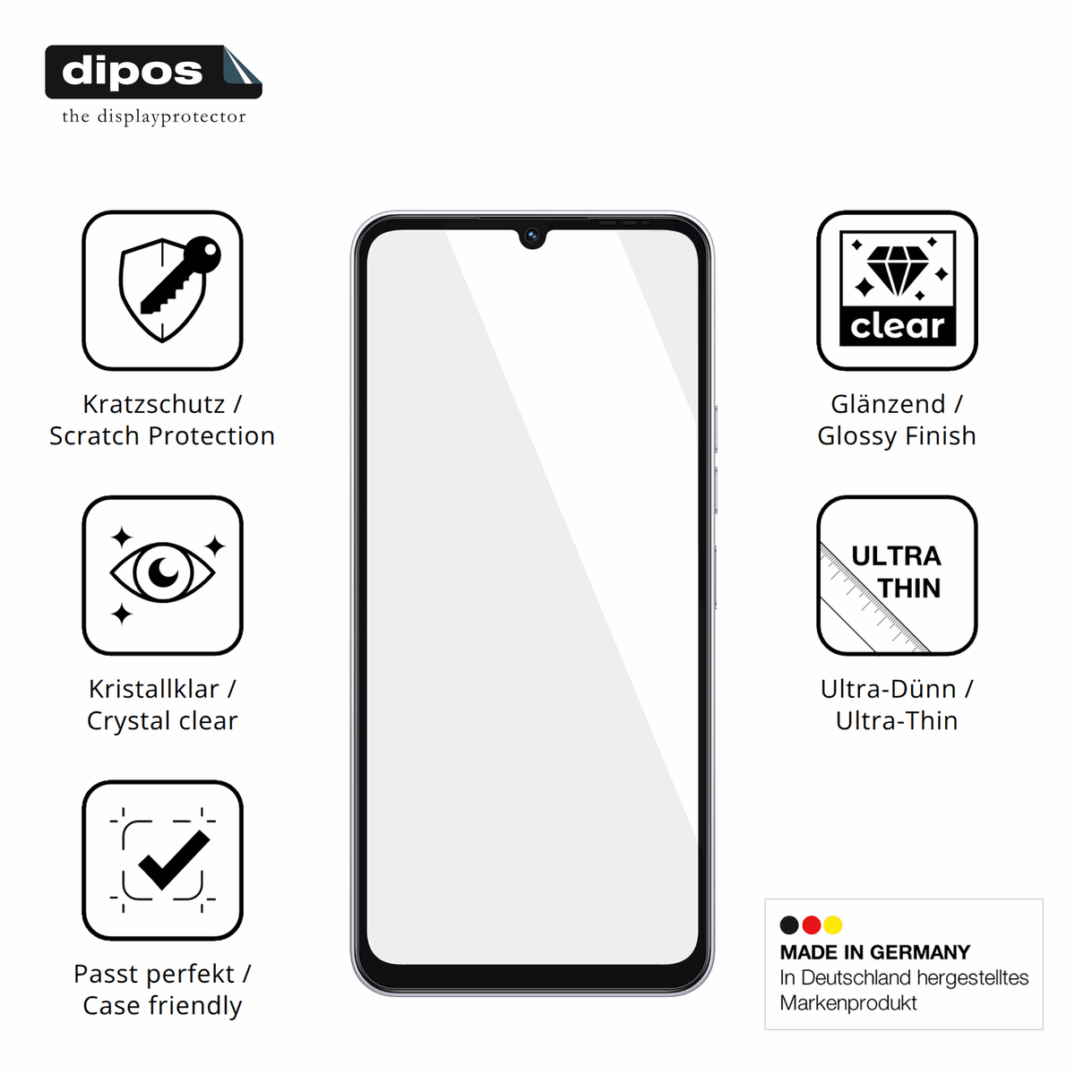 Displayschutz hergestellt in Deutschland, höchste Qualität made in Germany