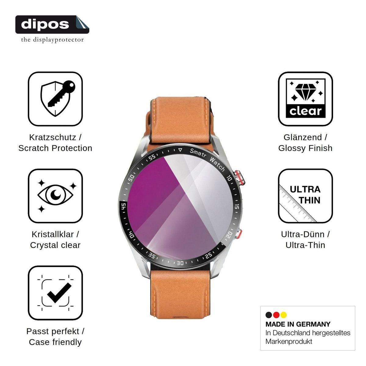 6x Schutzfolie klar für YEMASTER Smartwatch 1.28 Display-Schutzfolie