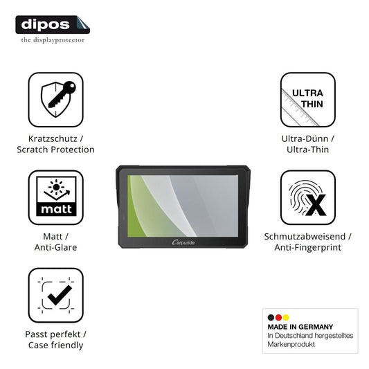 Matte Displayschutzfolie von dipos passend für Carpuride W702BS Pro 7 Zoll, präziser Zuschnitt und blasenfrei montiert
