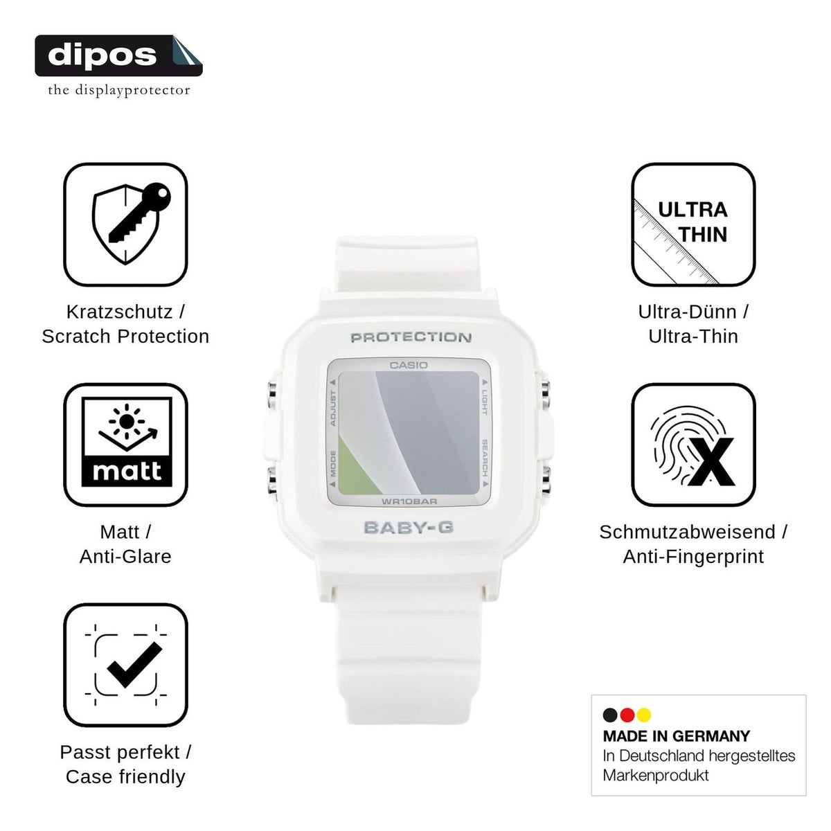 6x Schutzfolie matt für Casio Baby-G BGD-10 Display-Schutzfolie