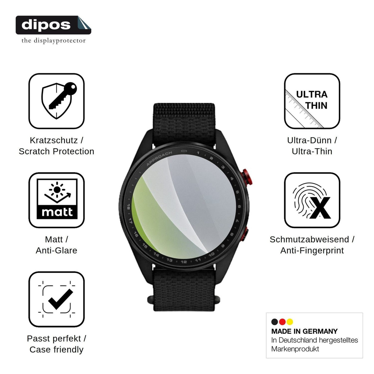 6x Schutzfolie matt für Garmin Approach S72 47mm Display-Schutzfolie