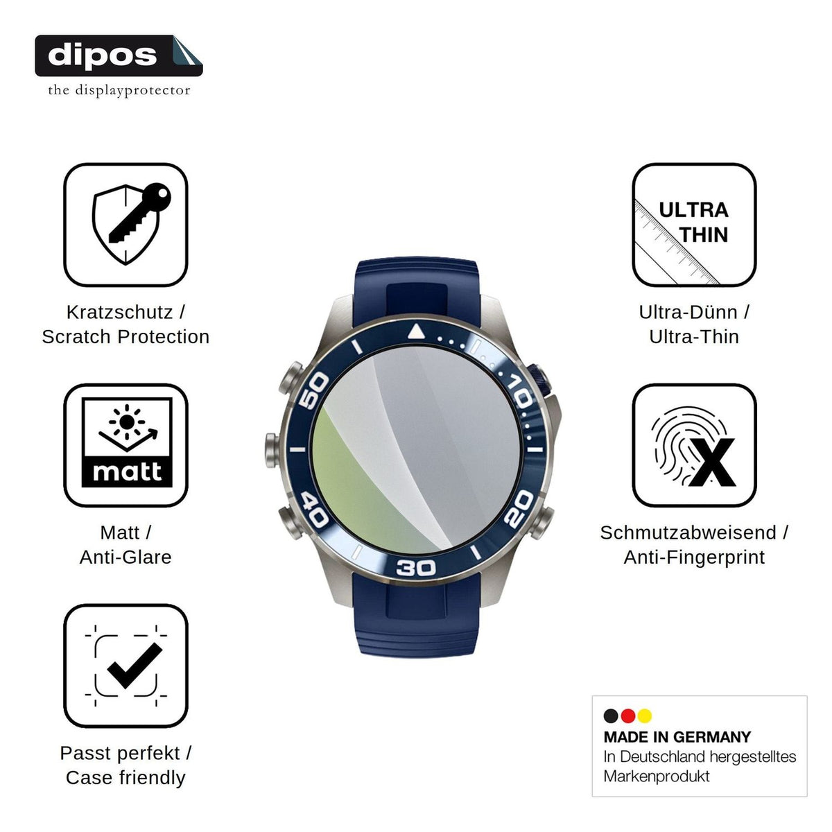 6x Schutzfolie matt für Garmin MARQ Diver Display-Schutzfolie