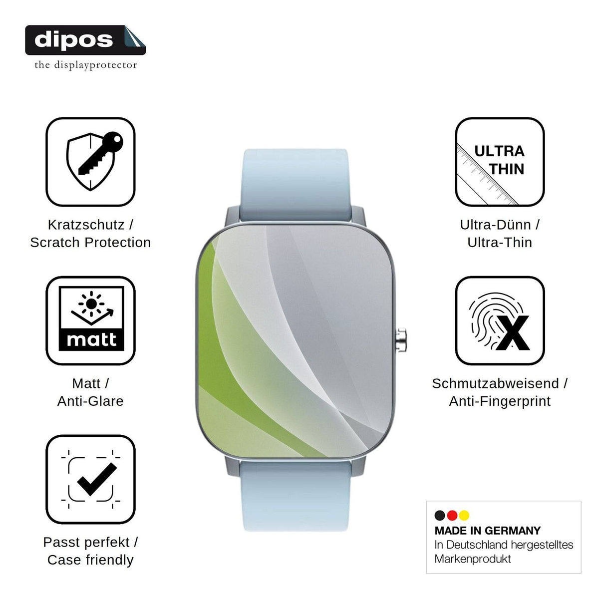 6x Schutzfolie matt für Mopuea Smartwatch 1.4 Display-Schutzfolie