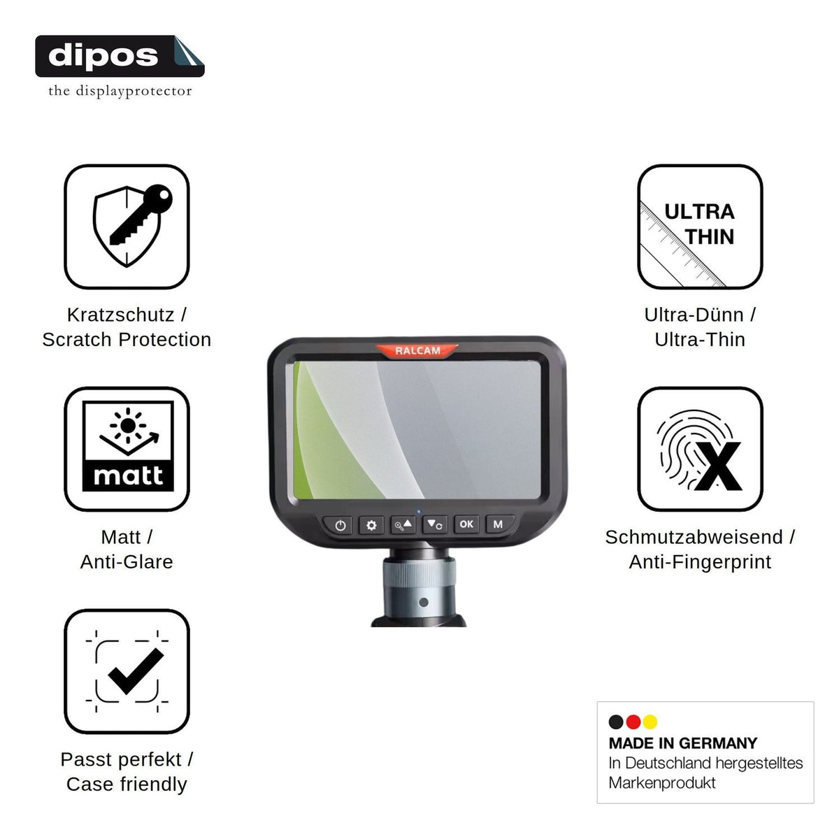 4x Schutzfolie matt für Ralcam Endoscope Camera 5 Display-Schutzfolie