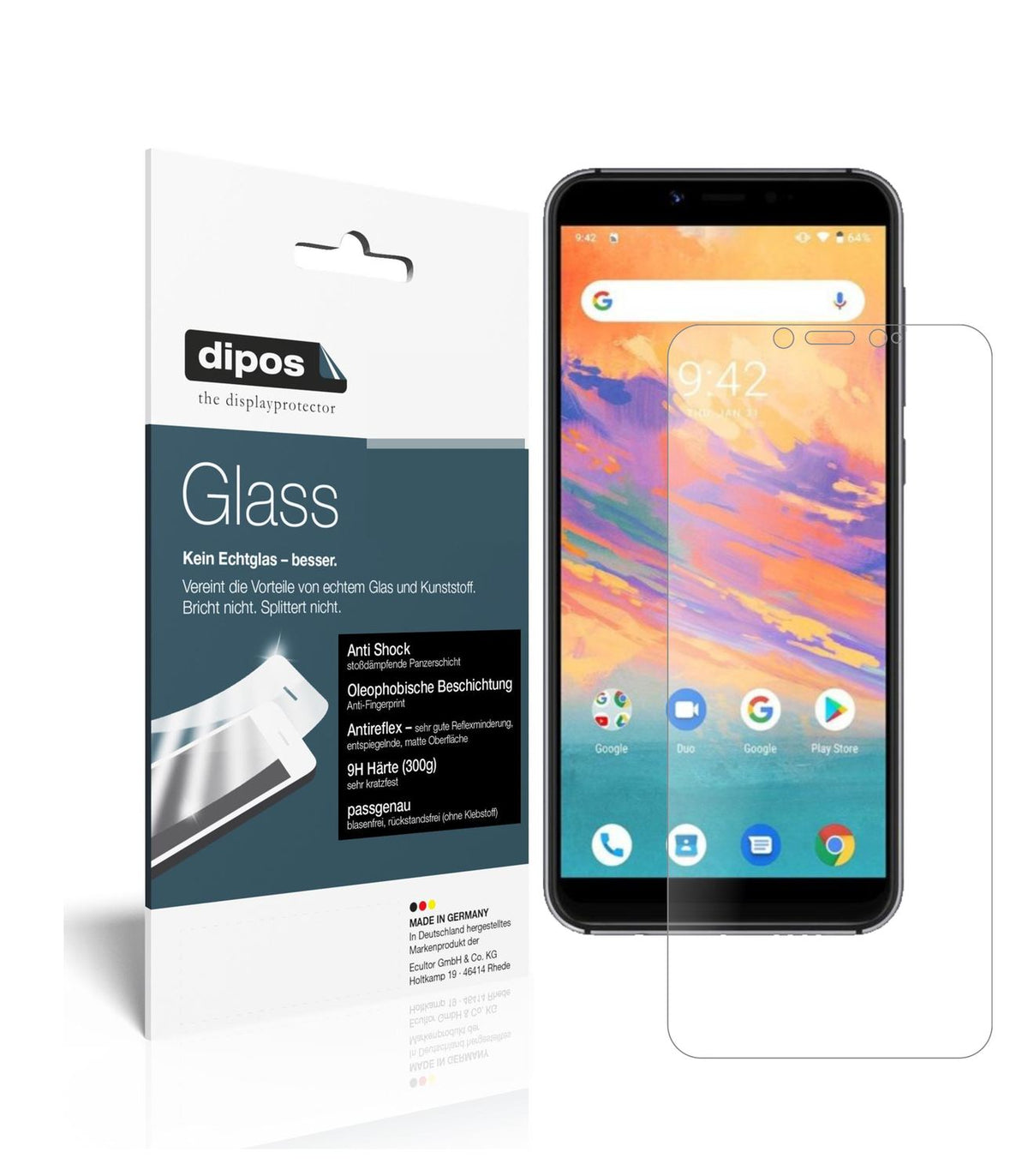 Matte Displayschutzfolie von dipos passend für Umidigi A3S, 9H kratzfest und blasenfrei montiert