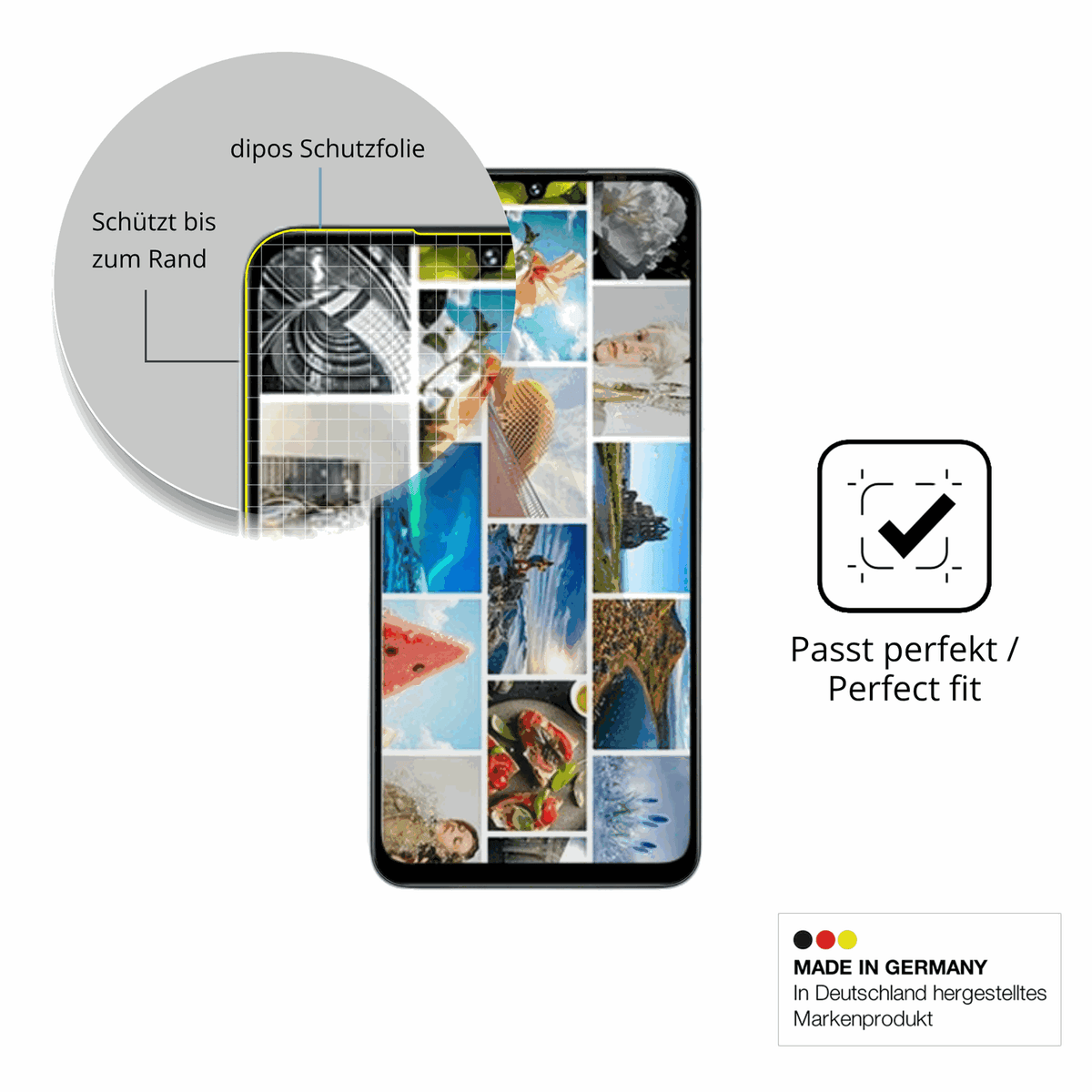 Schutzfolie mit optimaler Passform, zur Verwendung mit Hüllen geeignet