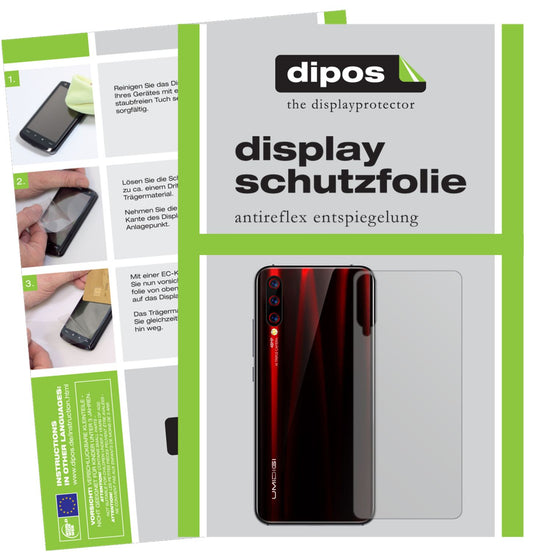Matte Displayschutzfolie von dipos passend für Umidigi X Rückseite, präziser Zuschnitt und blasenfrei montiert