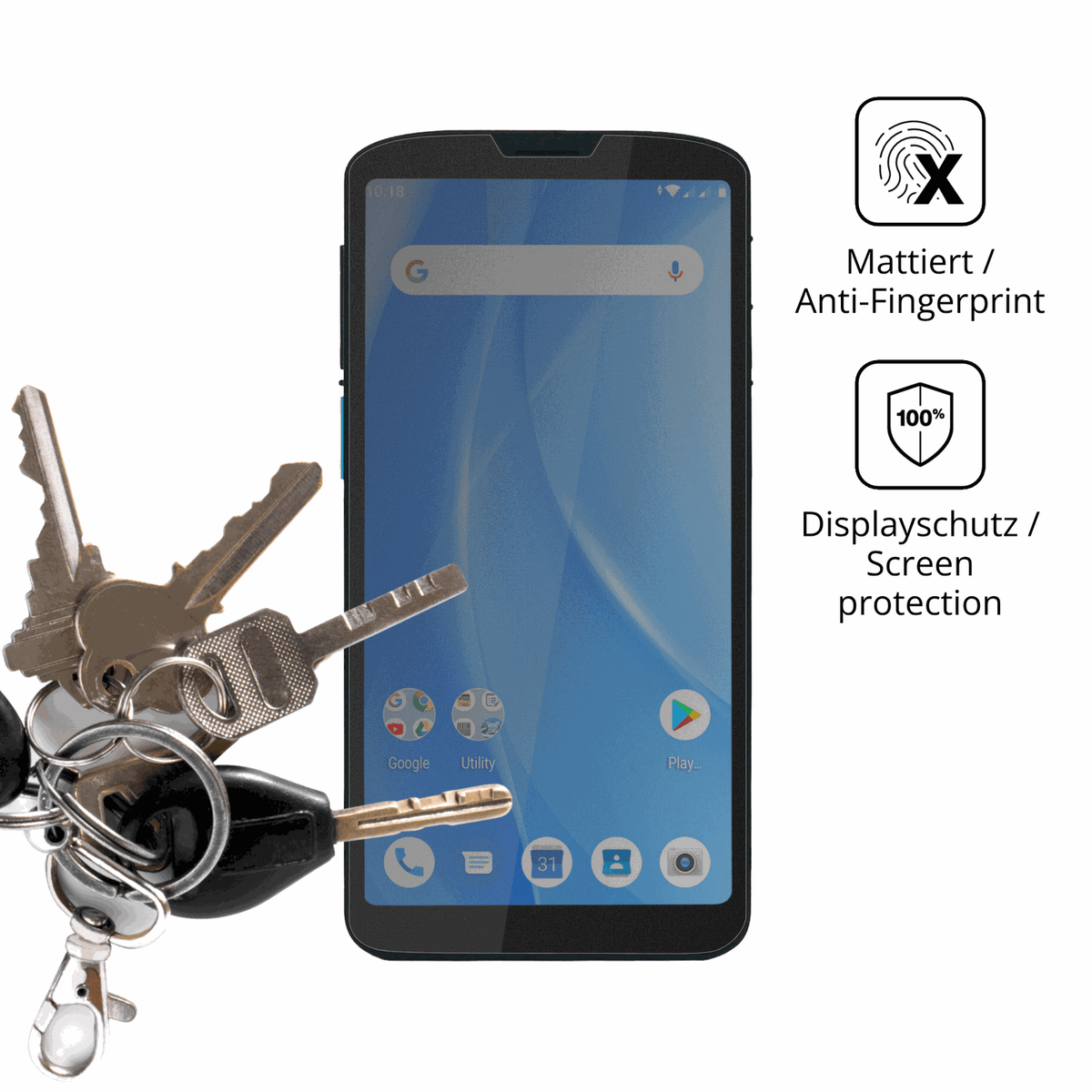 dipos Displayschutz für Unitech EA630, mattierte Oberfläche, Blickschutzfilter und perfekter Passform