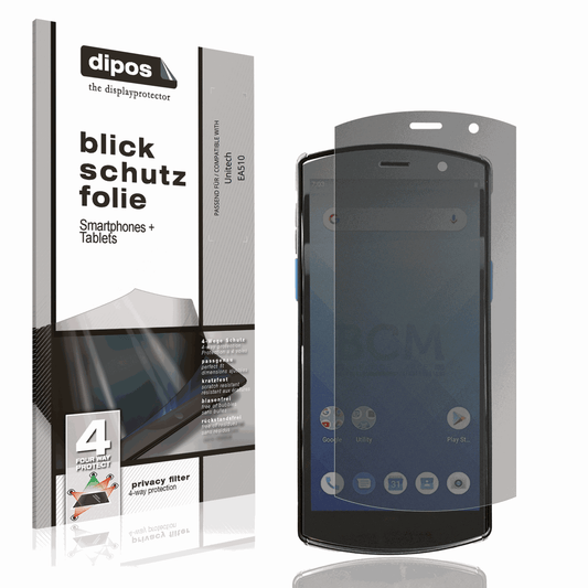Blickschutzfolie von dipos passend für Unitech EA510, präziser Zuschnitt und blasenfrei montiert