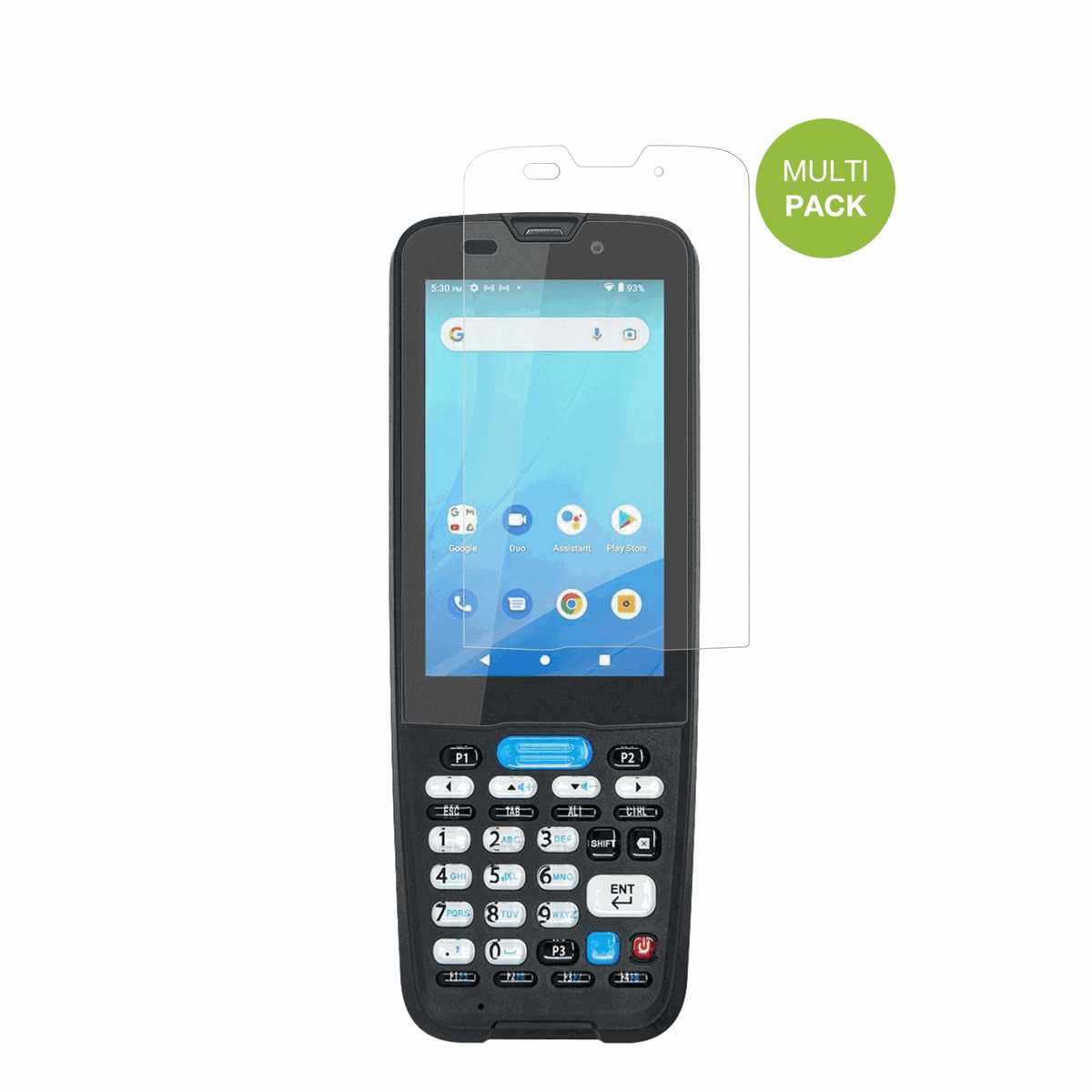 UnitechHT330 mit aufgebrachter dipos Displayschutzfolie, die lästige Fingerabdrücke minimiert