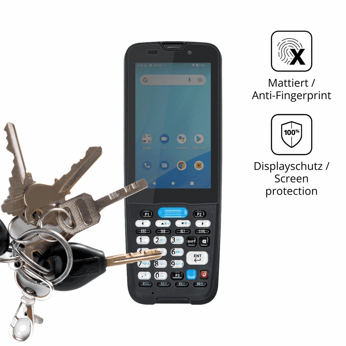 dipos Displayschutz für Unitech HT330, mattierte Oberfläche, Blickschutzfilter und perfekter Passform