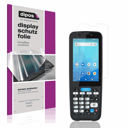 Klare Displayschutzfolie von dipos passend für Unitech HT330, präziser Zuschnitt und blasenfrei montiert