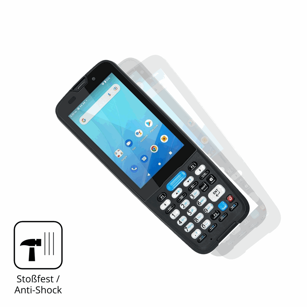 Schutz gegen Kratzer auf dem Unitech HT330 Glas durch Schlüssel, Stöße gegen die Tischkante oder Stürze