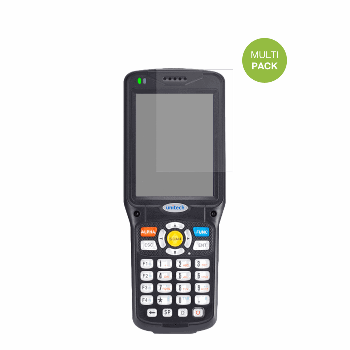 UnitechHT510 mit aufgebrachter dipos Displayschutzfolie, die lästige Fingerabdrücke minimiert