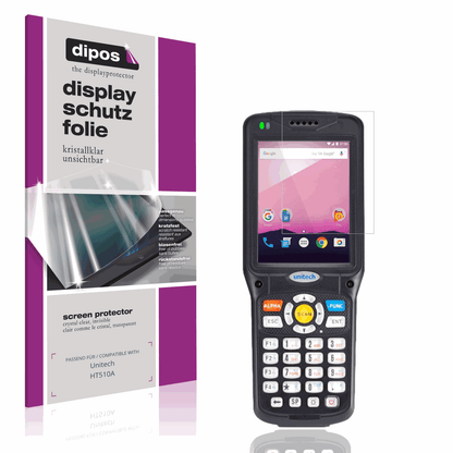 Klare Displayschutzfolie von dipos passend für Unitech HT510A, präziser Zuschnitt und blasenfrei montiert