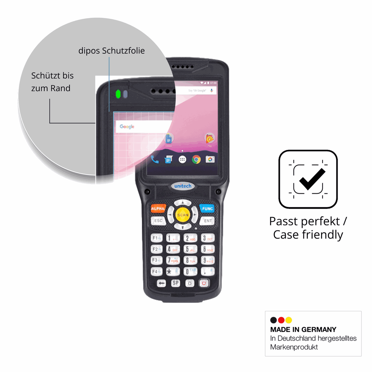 Schutzglasfolie mit optimaler Passform, zur Verwendung mit Hüllen geeignet