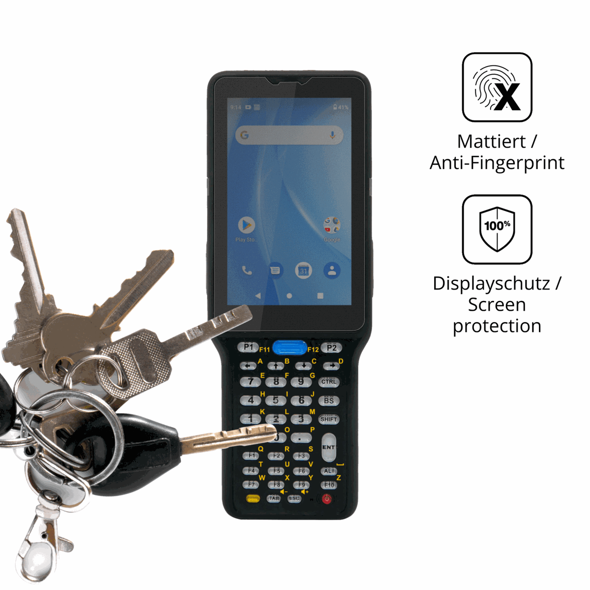 dipos Displayschutz für Unitech HT730, mattierte Oberfläche, Blickschutzfilter und perfekter Passform