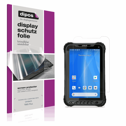 Klare Displayschutzfolie von dipos passend für Unitech TB85 Plus, präziser Zuschnitt und blasenfrei montiert