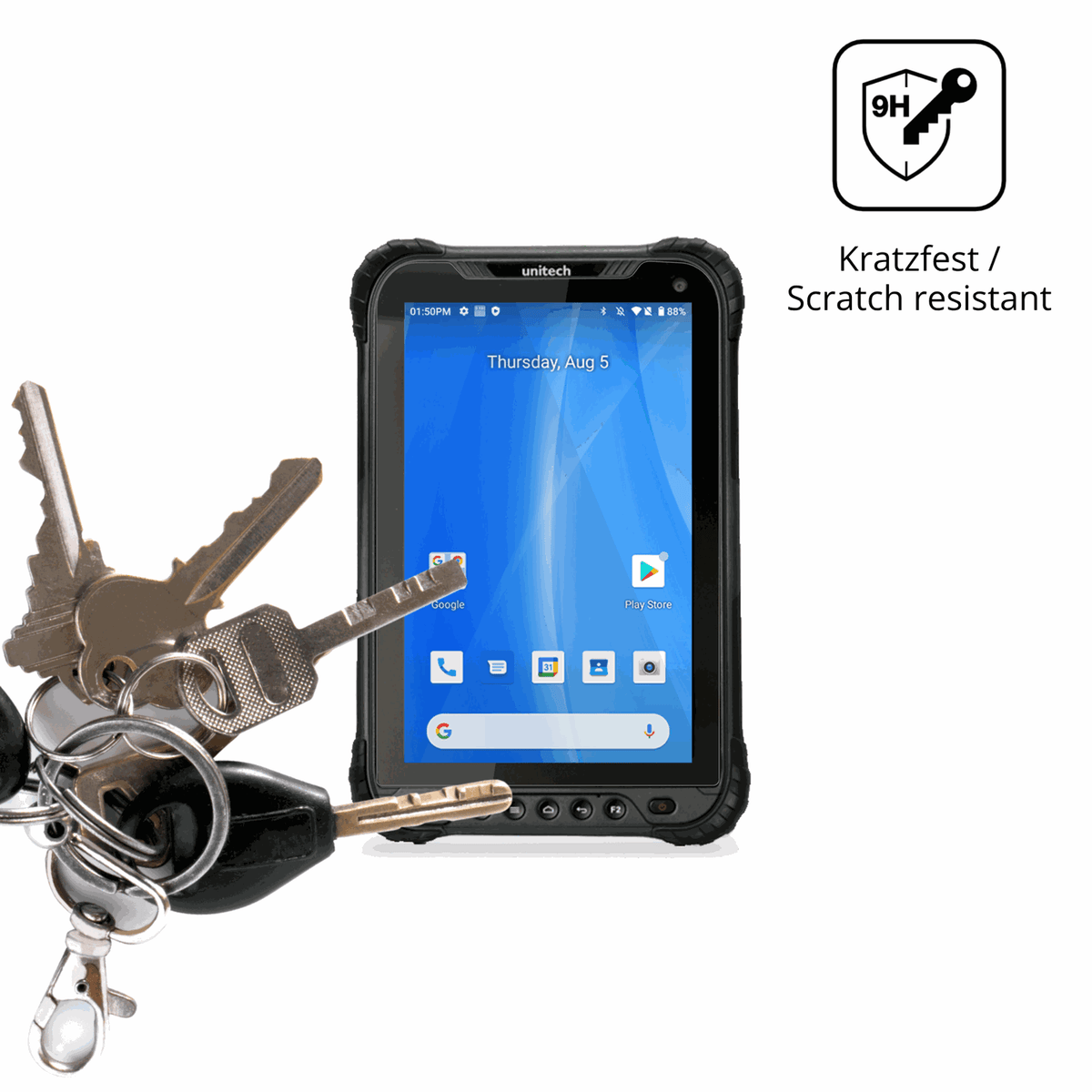 dipos Displayschutz für Unitech TB85 Plus, transparente Oberfläche, perfekte Passform auch für die Rundungen