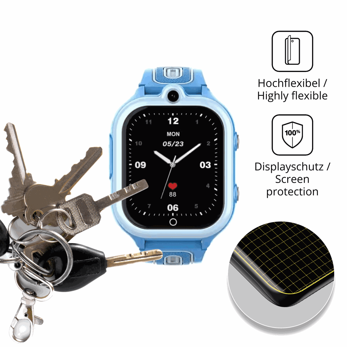 dipos Displayschutz für Valdus DF91, transparente Oberfläche, geringe Dicke und perfekte Passform