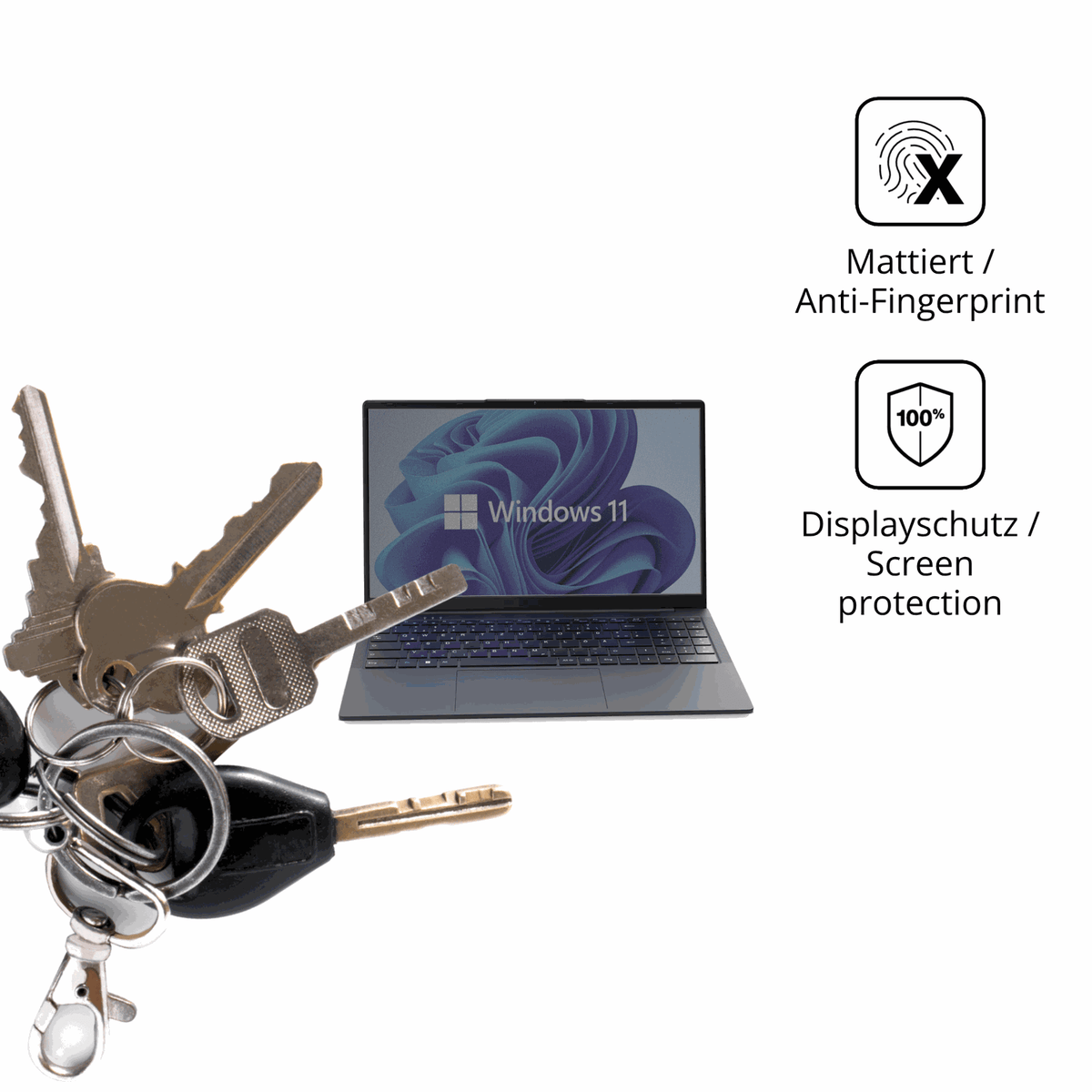 dipos Displayschutz für VALE N150, mattierte Oberfläche, Blickschutzfilter und perfekter Passform