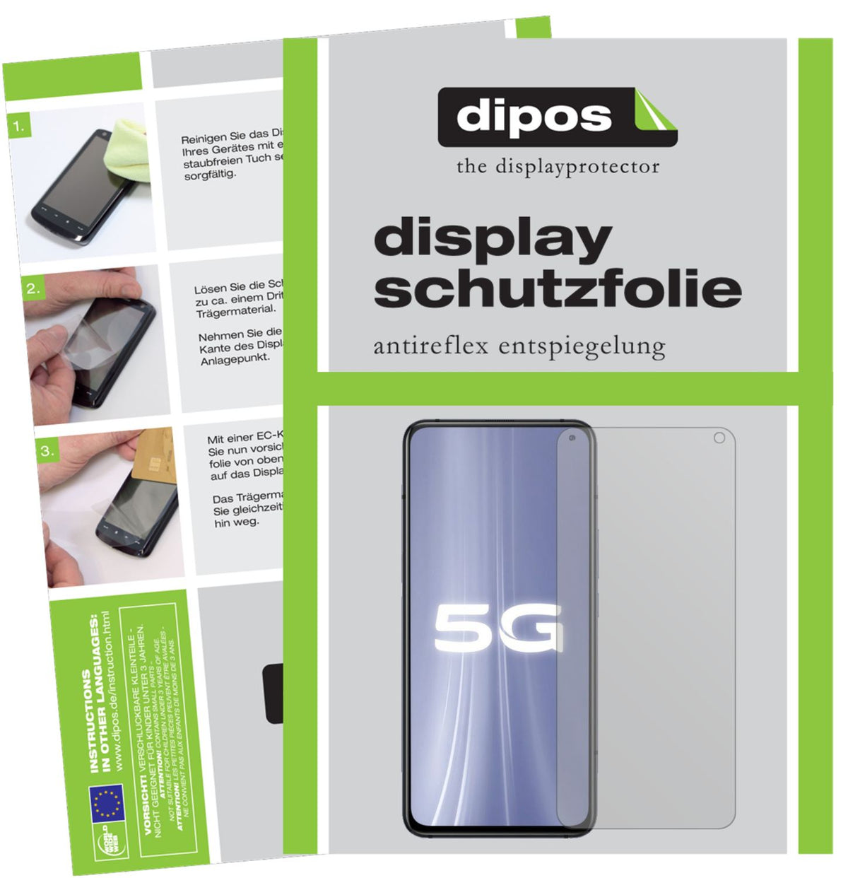 Matte Displayschutzfolie von dipos passend für Vivo iQOO 3 5G, präziser Zuschnitt und blasenfrei montiert