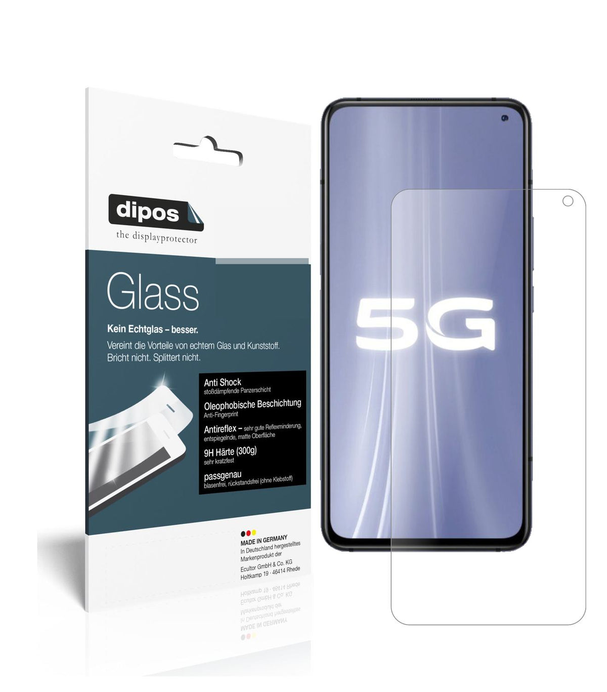 Matte Displayschutzfolie von dipos passend für Vivo iQOO 3, 9H kratzfest und blasenfrei montiert