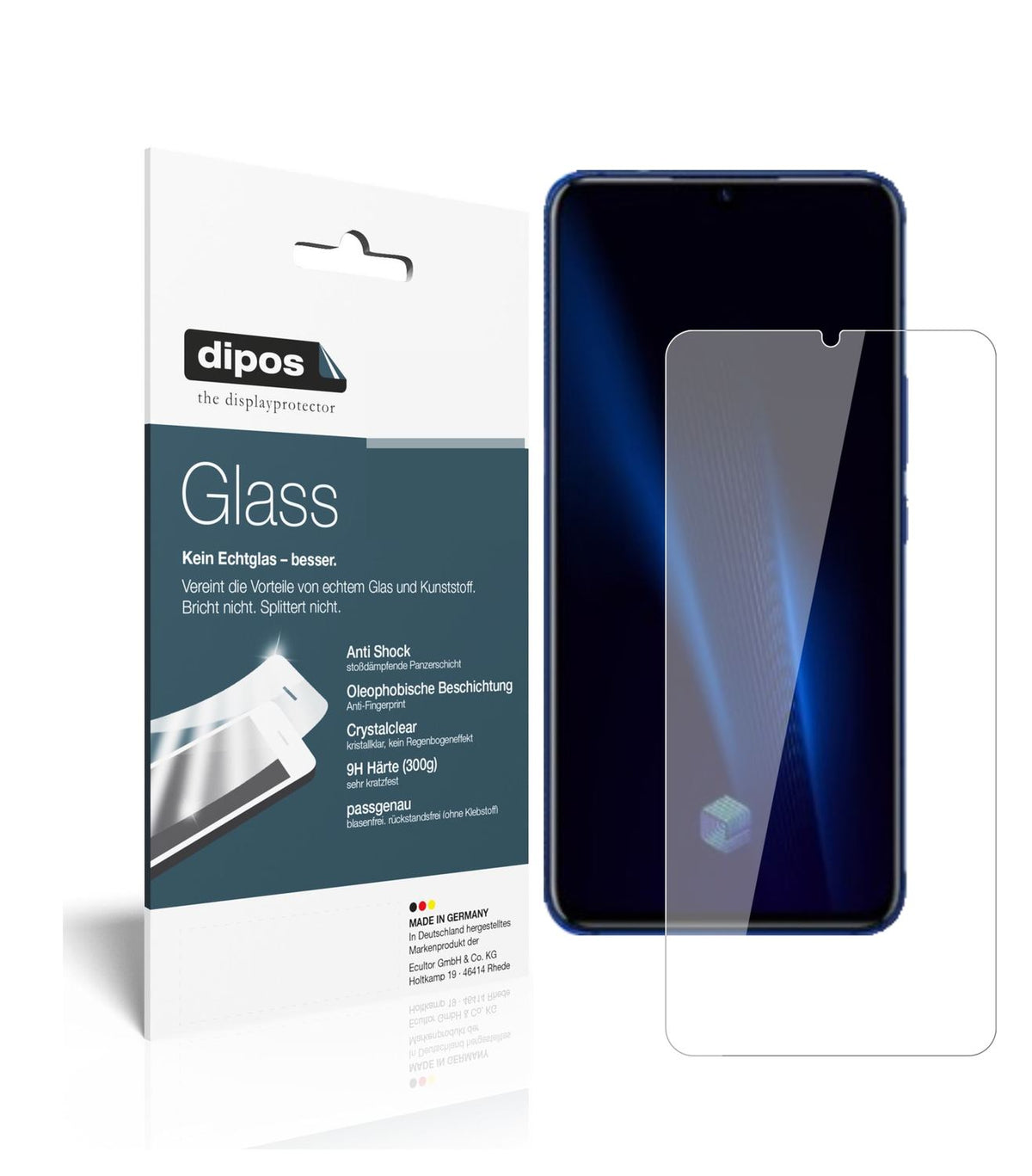 Klare Displayschutzfolie von dipos passend für Vivo IQOO Pro, 9H kratzfest und blasenfrei montiert