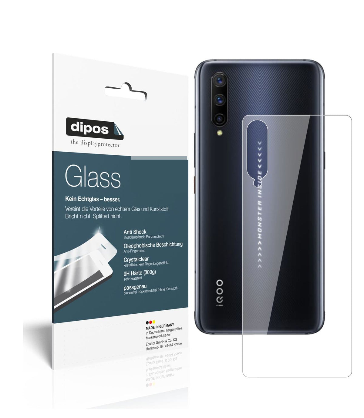 Perfekte Passform und ultimative Qualität: Unser 9H Panzerglas bietet Schutz für Vivo-IQOO Pro Rückseite