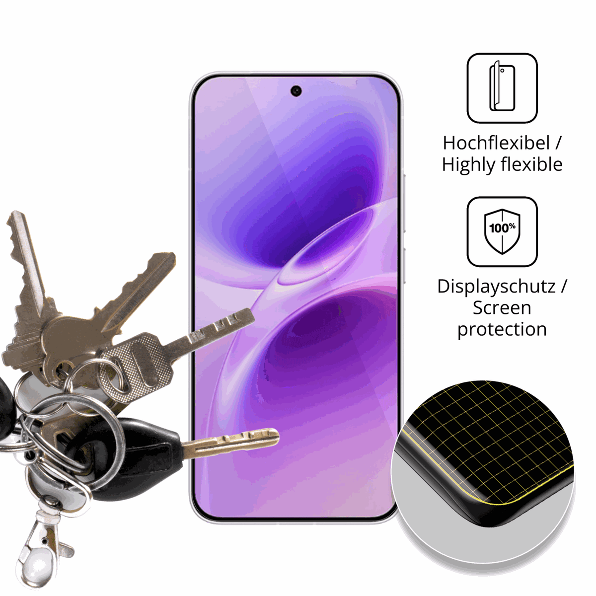 dipos Displayschutz für Vivo S50, transparente Oberfläche, geringe Dicke und perfekte Passform