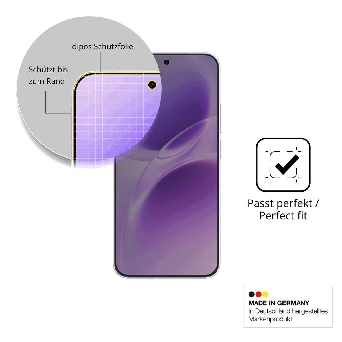 Schutz gegen Kratzer auf dem Vivo S50 Pro mini Glas durch Schlüssel, Stöße gegen die Tischkante oder Stürze