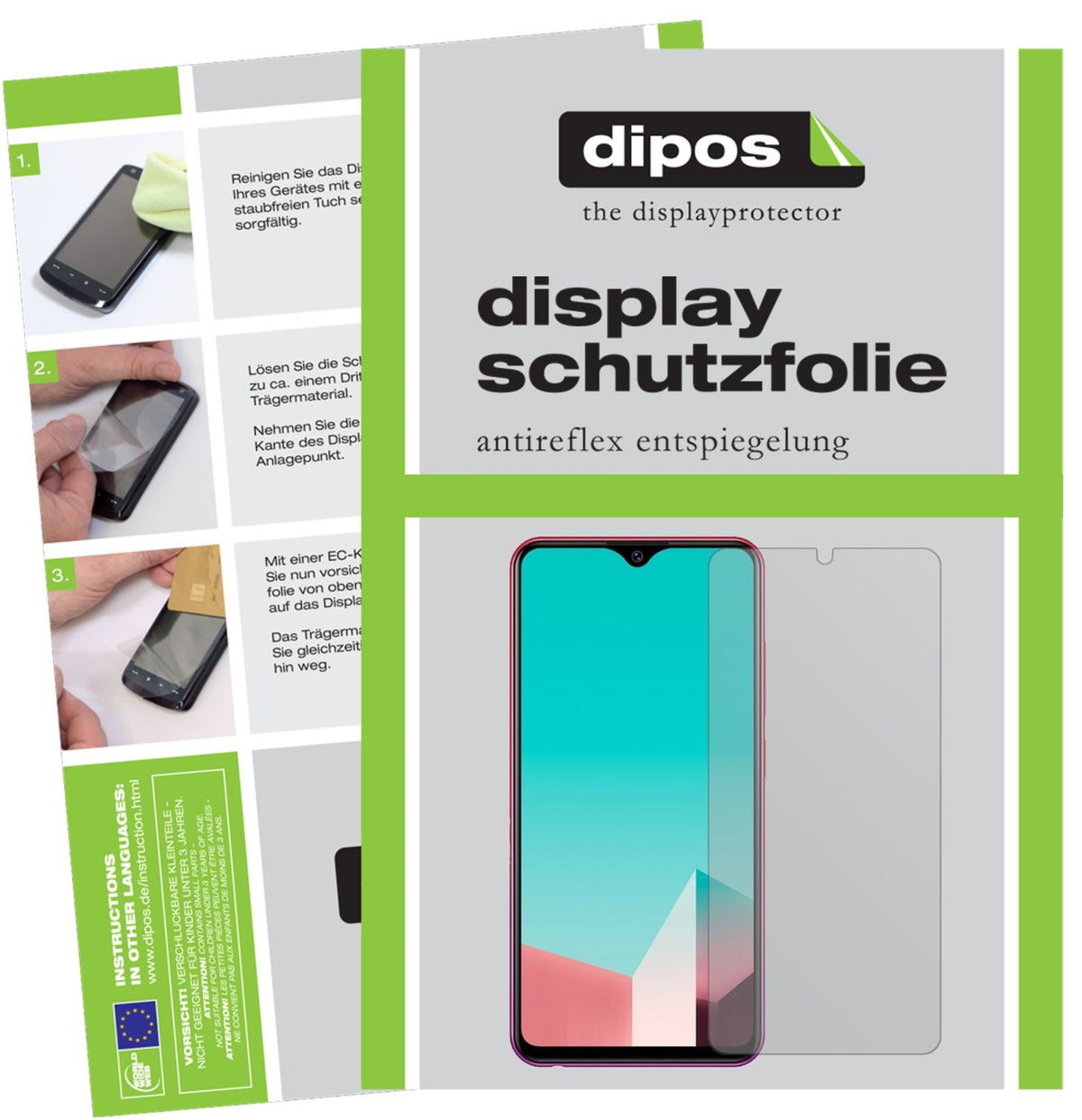Matte Displayschutzfolie von dipos passend für Vivo U1, präziser Zuschnitt und blasenfrei montiert