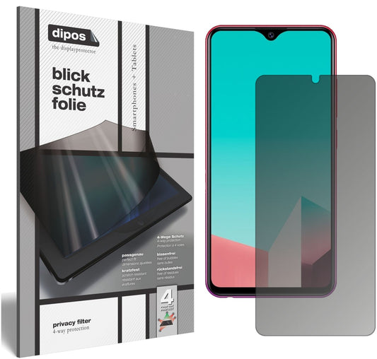 Blickschutzfolie von dipos passend für Vivo Y91 C, präziser Zuschnitt und blasenfrei montiert