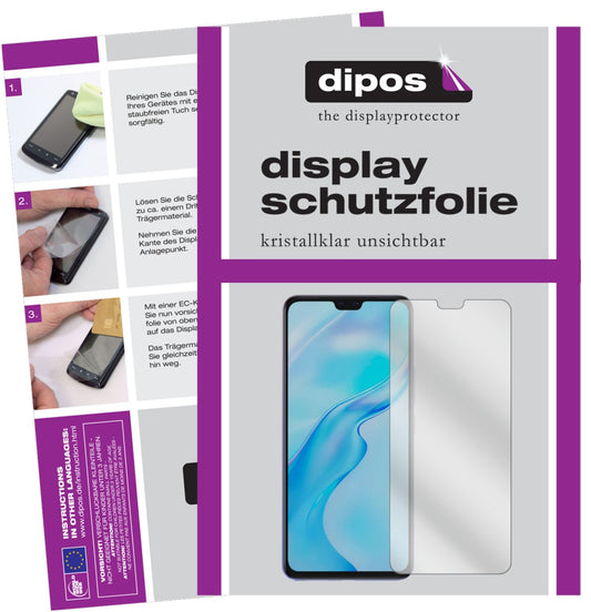 Klare Displayschutzfolie von dipos passend für Vivo V20 Pro, präziser Zuschnitt und blasenfrei montiert