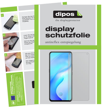 Matte Displayschutzfolie von dipos passend für Vivo X30, präziser Zuschnitt und blasenfrei montiert