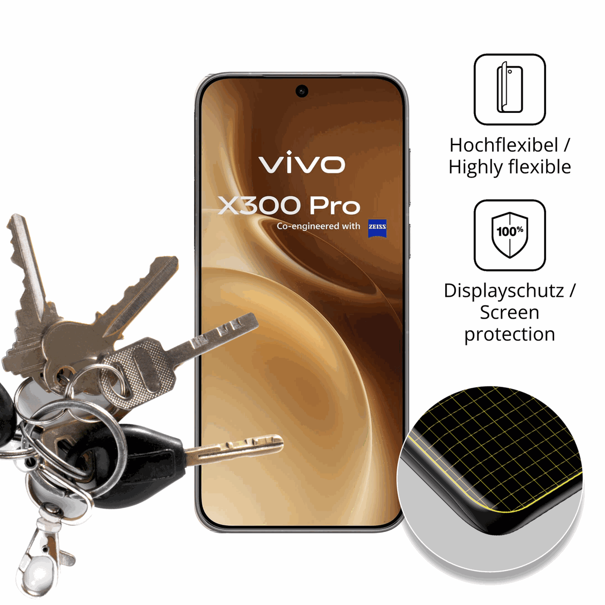 dipos Displayschutz für vivox300 pro, transparente Oberfläche, geringe Dicke und perfekte Passform