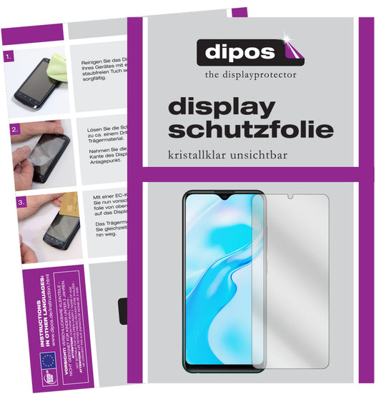 Klare Displayschutzfolie von dipos passend für Vivo Y11s, präziser Zuschnitt und blasenfrei montiert